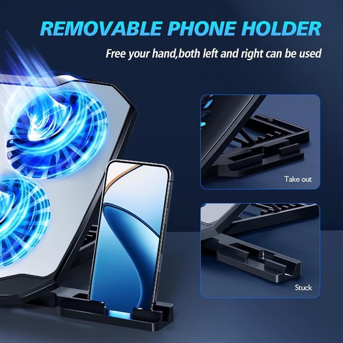 Laptop Cooling Pad,Gaming Laptop Cooler 5 Quiet Fans for 12-15.6 Inch,Laptop - Afbeelding 4 van 11