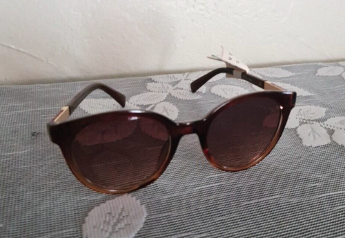 A New Day Brown Gold Sunglasses Round 100% UV Protection Adult Sunglasses NWT - Picture 5 of 11