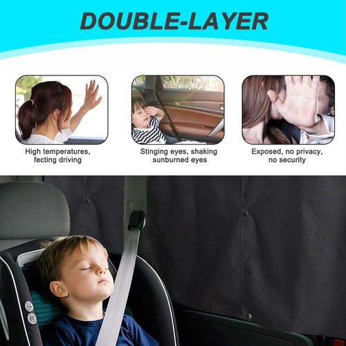 Universal Magnetic Car Sun Shade Double Layer Side Window Mesh Curtain Blackout - Foto 6 di 8