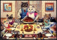 Cat Family - DIY Chart Counted Cross Stitch Patterns Needlework DMC Color   