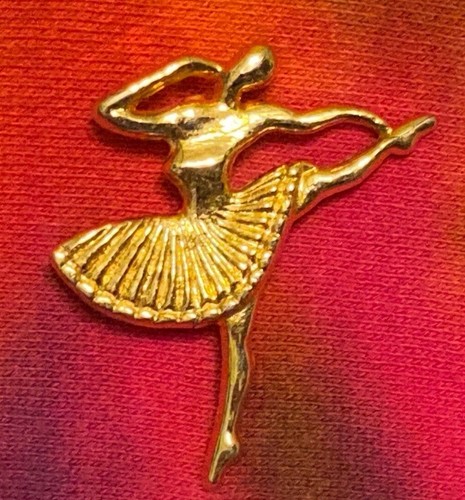 Goldfarbene Ballerina Brosche - Bild 1 von 9