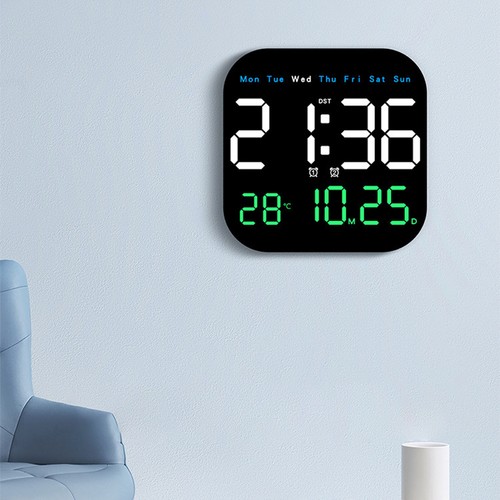 Große Digitaluhr Wanduhr mit Fernbedienung Temperatur Datum Woche LED Anzeige DE - Bild 13 von 16