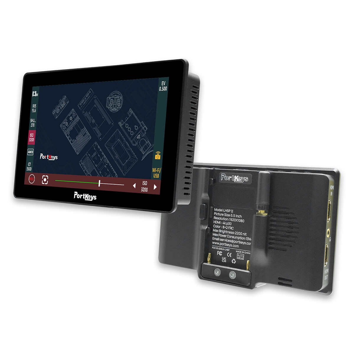 Сенсорный монитор Portkeys LH5P II 5.5 FHD с кабелем управления несколькими камерами, 4K HDMI