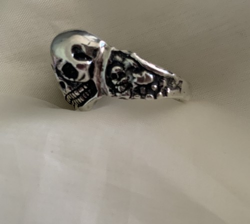 Sterling Silver skull ring biker ring mens ring tombstone silverworks 16 Grams - Picture 5 of 9