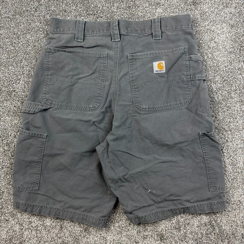 Vintage Carhartt Carpenter Shorts Mens 32 Faded Gray Heavy Duck Canvas Workwear - Picture 6 of 7