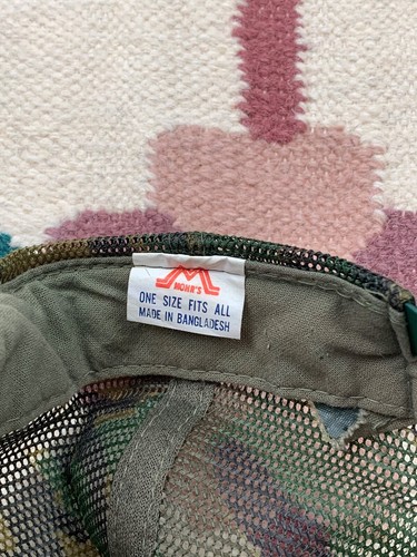 VTG 90s Funny Camo Hunting Trucker Hat Screen Printed Puff Print Camouflage - Picture 5 of 5