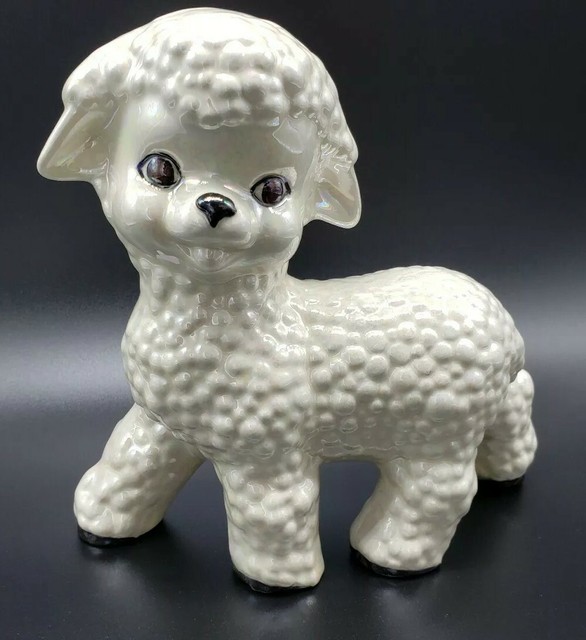Vintage Ceramic Lamb Figurine Nursery Lamb Easter Lamb 6" Long 6.5 High
