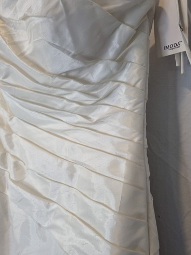 Imoda Ivory Sweetheart Ruched Simple Elegant Train Wedding Dress Sz 10 - Picture 6 of 11