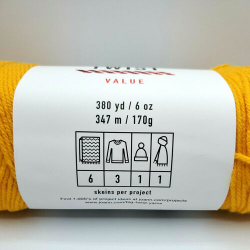 Big Twist Value Yarn 100% Acrylic Varsity Gold Lot# 644270 Weight #4 6oz 380yds - Picture 3 of 6