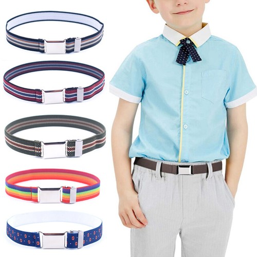 Children Kids Boys/Girls Canvas Waistband Elastic Stripe Waist Belt Adjustable - Picture 2 of 24