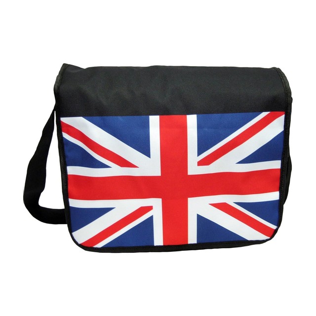 Bermoni Classic black daypack shoulder bag with printed UNION JACK in the flap Bermoni Classic black daypack shoulder bag with printed UNION JACK in the flap
