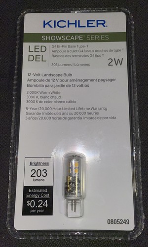 Kichler Showscape Series💡25W G4 Bi-Pin Base TypeT LED Warm White Landscape Bulb - Picture 8 of 9