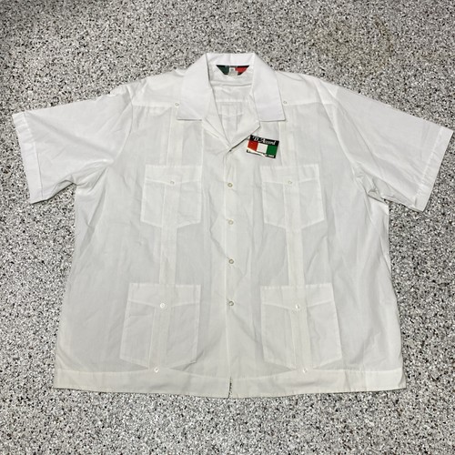 NWT D’Accord Cuban Guayabera White Shirt 3XL 4-Pocket Short Sleeve Casual