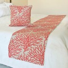 Designer Pink Linen King Bed Runner, Coral, Pearl - Coraline Pearls