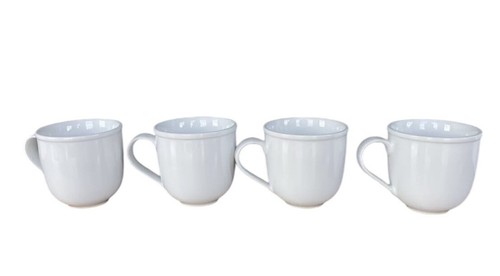 CRATE & BARREL White Porcelain Cafeware Coffee Cappuccino Mugs 4”H SET Of 4 EUC - Picture 2 of 8