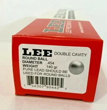 LEE 90442 2 Cavity BULLET MOLD Dia .454 Dia 140 Gr Round Ball .44 Caliber 