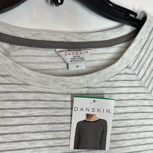 Danskin | NWT Women’s M Medium Light Grey Striped Long Sleeve Top - Picture 4 of 7