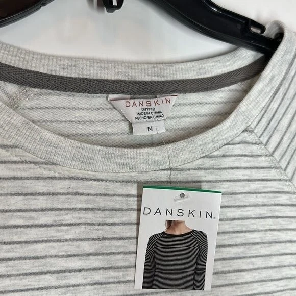 Danskin | Top de manga larga a rayas gris claro medio M para mujer nuevo con etiquetas Foto 4 de 4