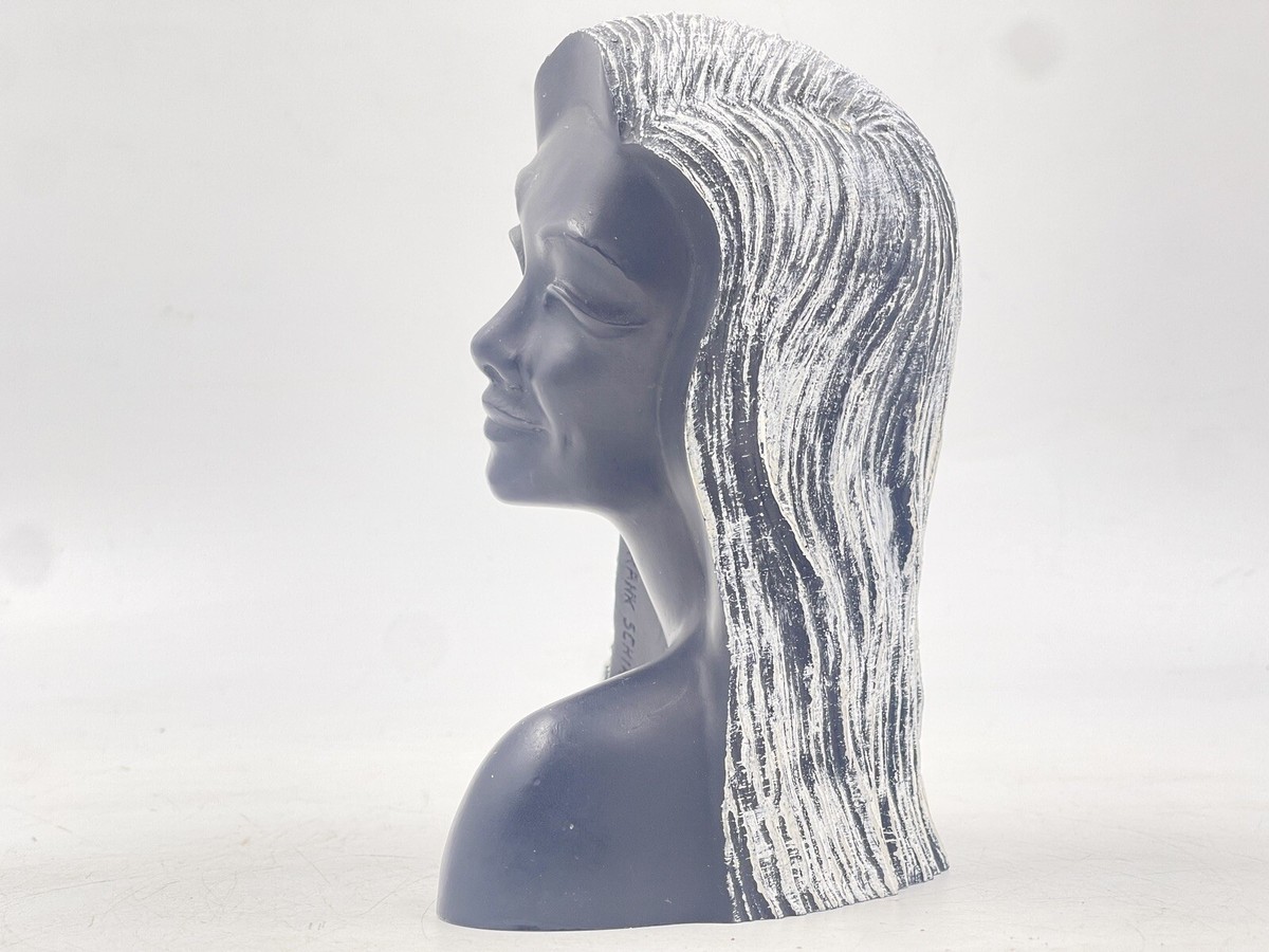 Vtg Frank Schirman 1967 Kanani Black Coral Hawaii Hand Carved Bust