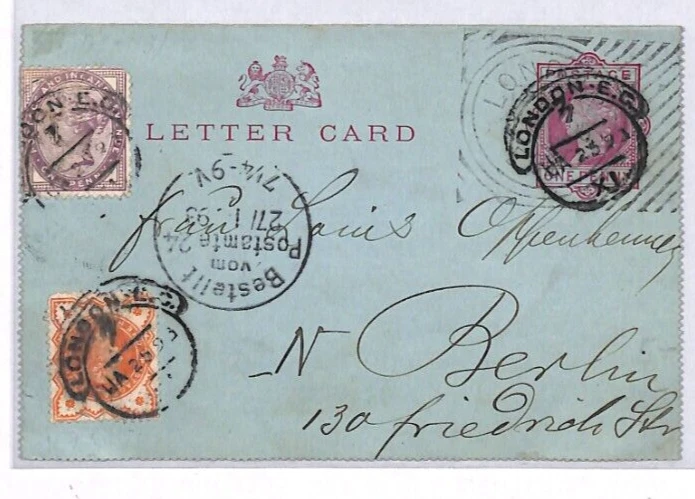GB HOSTER MACHINE TRIAL QV Letter Card Overstruck HOODED CIRCLE 1893 Cover YK120 - Image 2 of 4