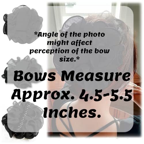 Ladiesway Large Chiffon Claw Clip Hair Bow | Large Size Black Fabric Ribbon F... - Picture 2 of 6