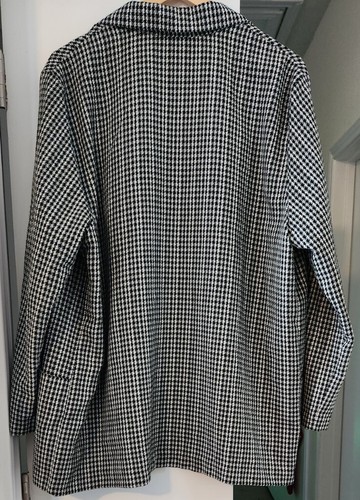 Vintage Joanna 90s Oversize Blazer USA Jacket Womens XL Herringbone Black White - Picture 3 of 5
