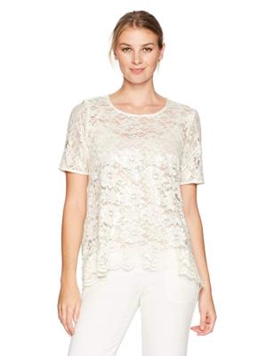 Karen　ベージュ Karen Kane 4L98525 Cream Flare Sequin Lace Top, M - $149 | eBay