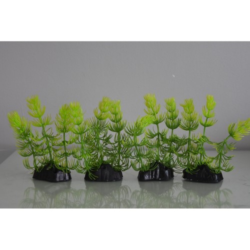 Aquarium 4 x Grünfarn Typ Kunststoff Pflanzen mit gewichteter Basis 6 x 3 x 12 cm - Bild 2 von 5