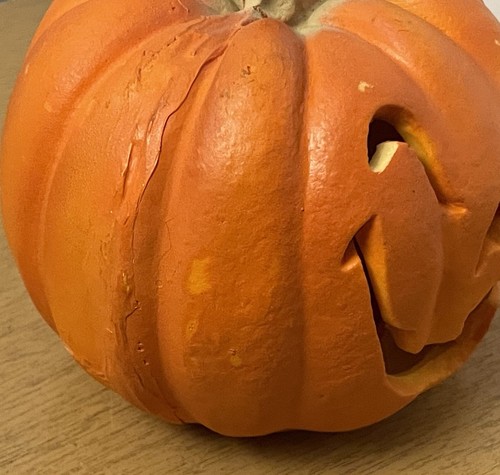 Vtg 1996 Trendmasters Halloween Pumpkin Foam Mold 5” Jack O Lantern Lights Up - Picture 7 of 12
