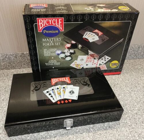 Bicycle Premium Master Poker Set 300 8G Clay Filled Chips Wood Case Sealed Chips - Afbeelding 1 van 15