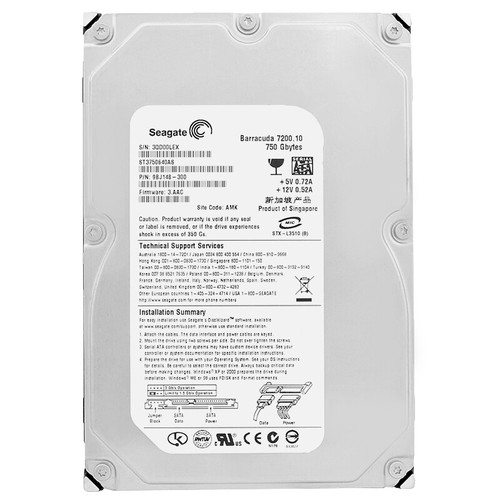 Disco Rigido Seagate 750Gb ST3750640AS 16Mb Cache 7200Rpm SATA II 3,5 " Pollici