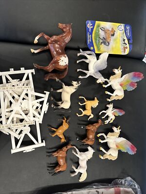 Schleich Horse Lot. Mixed With A Few Others. 12 Horses And Fence.