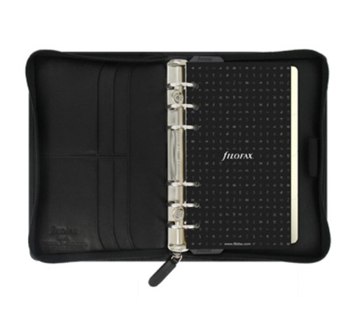 Filofax Nappa Organizador Personal Cremallera Planificador Libro Diario Cuero Negro 025150 Nuevo - Imagen 4 de 8