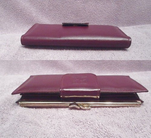 Vintage San Souci Kip Calfskin Leather Wallet Capri Clutch Organizer Kisslock - Picture 10 of 11