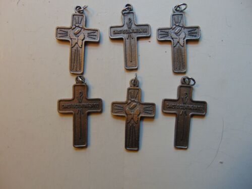 Lot of 6 Pewter Cross Pendant, Religious, Christian, "Christ Is Counting On You"