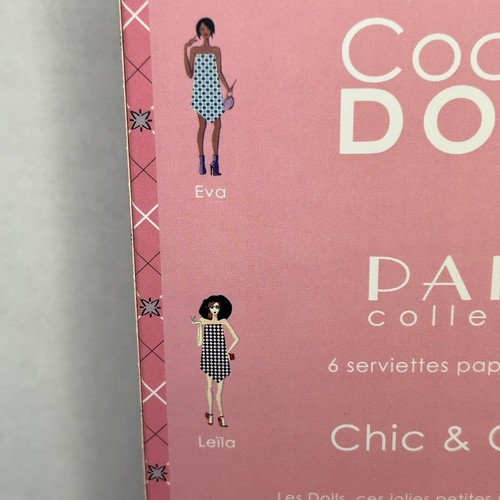 NIB 6 Cocktail Dolls Set Paris Collection Paper Napkins 9.75”x9.75” French - Picture 5 of 9
