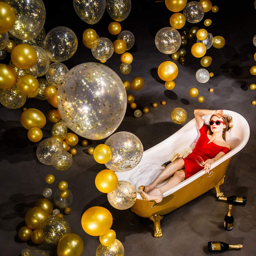 Silvester Deko 50 Luftballons Gold Schwarz Mit Gold Konfetti Ballons Für Deko Pa - Bild 7 von 12