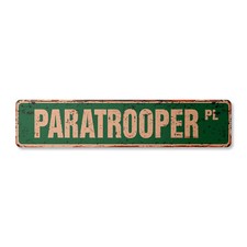 PARATROOPER Vintage Street Sign jump jumper war helmet pants| Indoor/Outdoor
