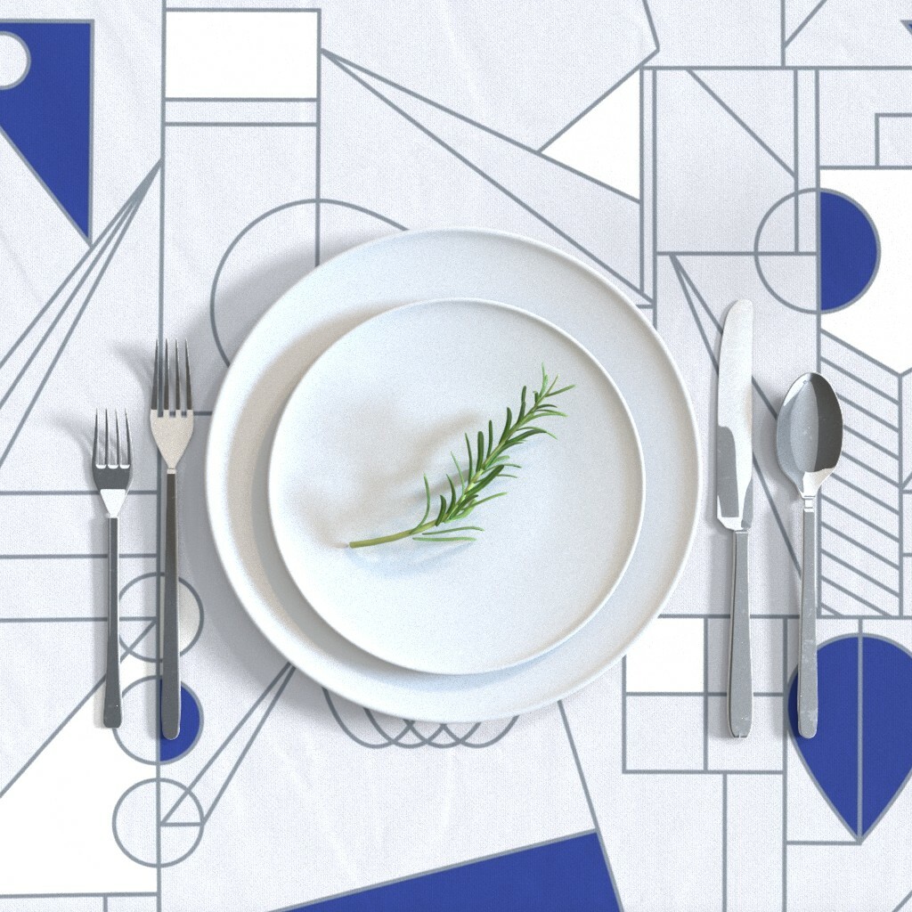 Tablecloth Abstract Hanukkah Silver Blue Holiday Decor Cotton Sateen Natychmiastowa dostawa super zysk