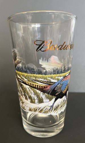 Vintage 1999 Budweiser Pint Beer Gold Rim Glass Wildlife Series Pheasant NOS - Picture 5 of 16