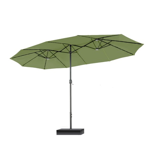 15 FT Patio Umbrella Double-Sided Outdoor Market Crank Umbrella with Stand Base - Picture 13 of 13