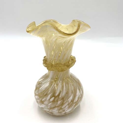 Amber Hand Blow Glass Vase Hand Painted 4.5" - Picture 11 of 12