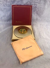 Elgin American Powder Compact Rhinestone Boxed Floral 1950s VINTAGE