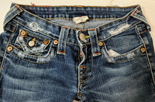 True Religion Womens Jeans Sz 26 Distrested Joey Row Seat Light/Medium Denim - Picture 4 of 8