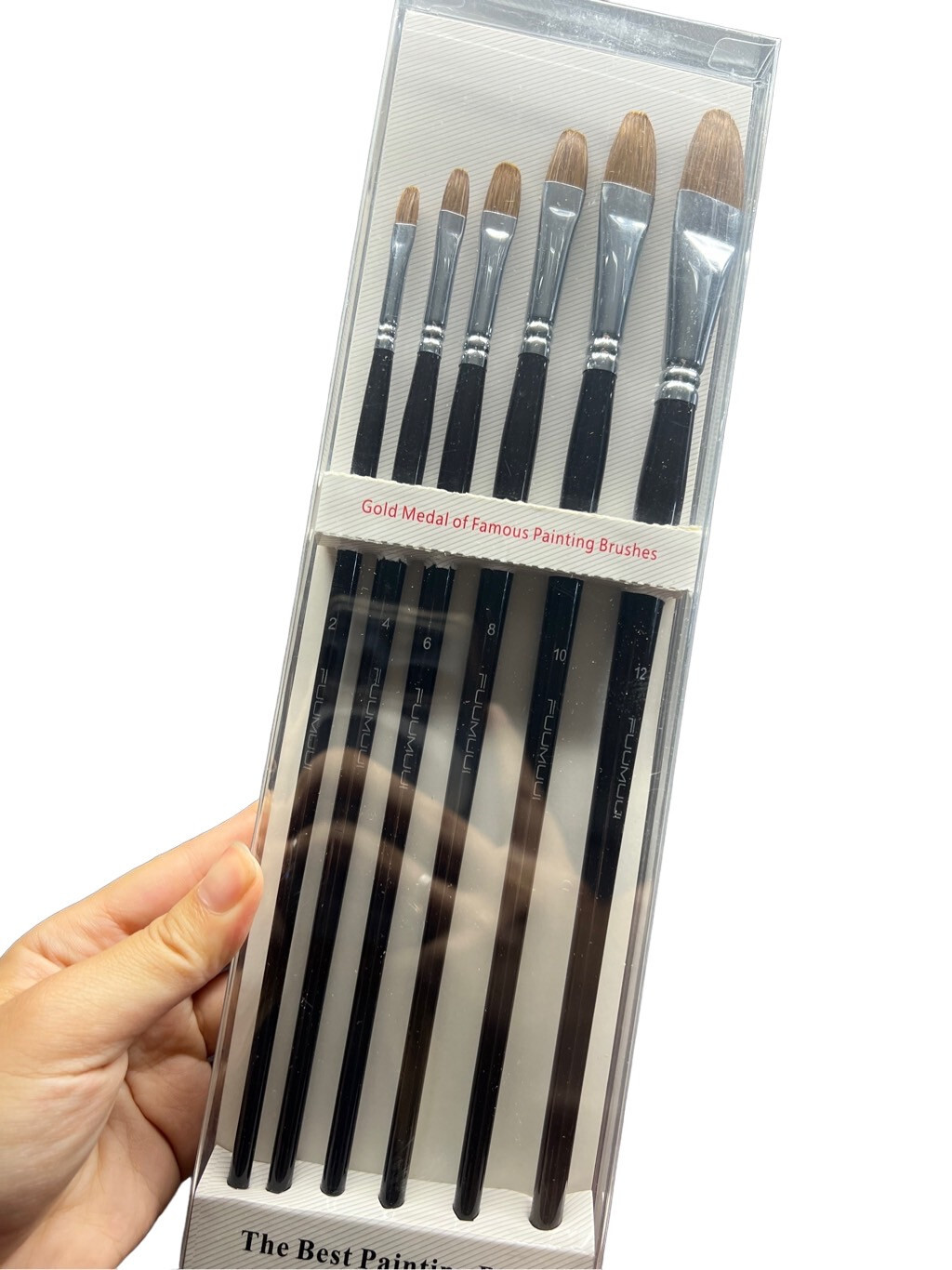 6pcs Sable Filbert Paint Brushes for Watercolor, Acrylic, Oil, Gouache