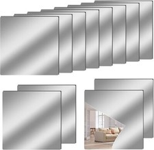 12" X 12" Acrylic Flexible Mirror Sheets, 12 Pack Self Adhesive Mirror Tiles