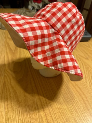 Checkered Bucket Hat - Red & White Gingham Plaid - Reversible - Picture 2 of 7
