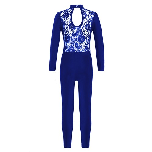 Kid Girls Dance Leotard Keyhole Back Ballet Bodysuit Floral Lace Jumpsuit Romper - Picture 19 of 48