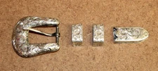 HTF! Vintage Chet Vogt Sterling 4 Pc. Sunflower Ranger Belt Buckle Set [104WEI]