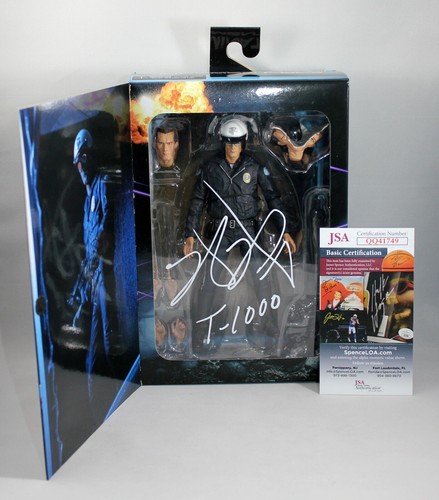 ROBERT PATRICK SIGNED TERMINATOR 2 T-1000 MOTORCYCLE COP NECA FIGURE +JSA COA